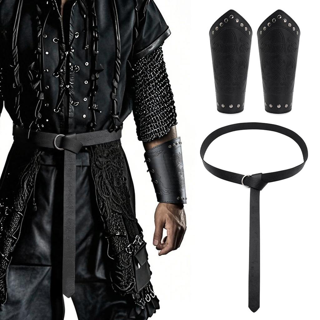 Renaissance Wikinger Kostüm Zubehör, Mittelalterliche Piraten Leder Armschienen Gürtel Halloween Renaissance Cosplay Kostüme