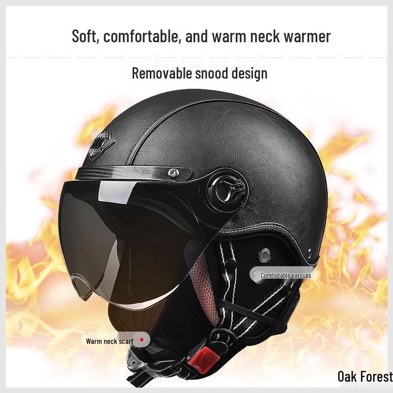 Men's & Women's Retro Electric Motorcycle Helmet - Universal Four-Season Half Helmet