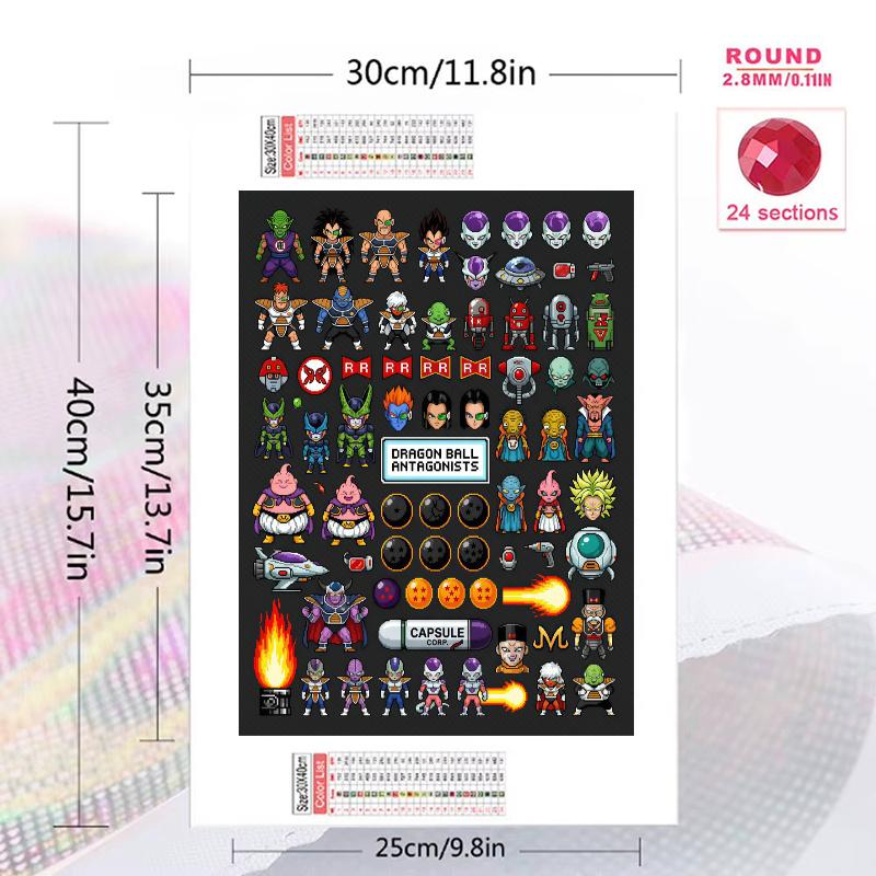 Dragon Ball Chibi Pixel Art Pattern 3pcs 100% Round Full Drill 5D DIY Diamond Painting Embroidery Cross Stitch Rhinestone Décor