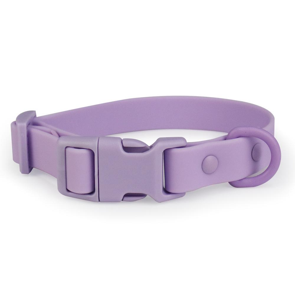 Dog Waterproof Collar Macaron Color Adjustable Pet Collar PVC Rubberized Webbing Sturdy and Durable for Small Medium & Large Dog