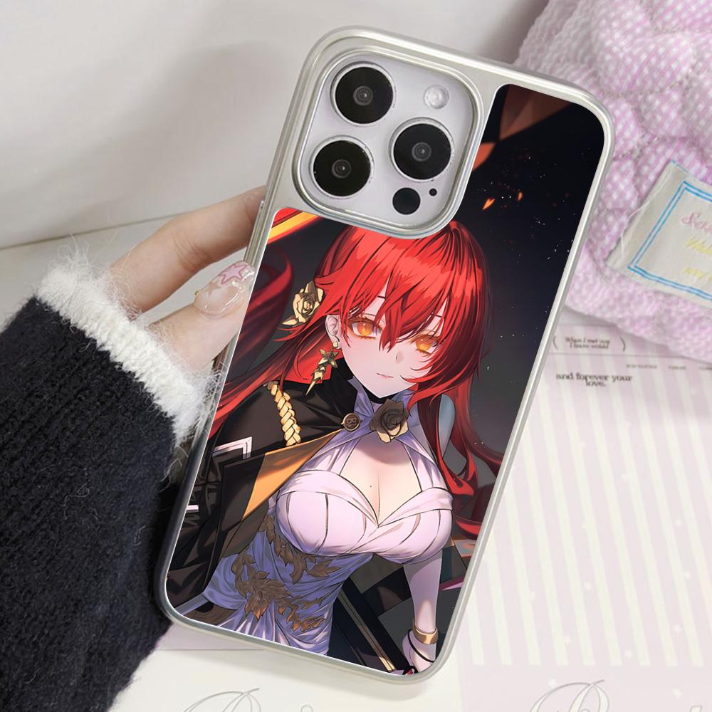 HSR Himeko Silver Plating Mobile Phone Case for iPhone 17 16 15 14 13 12 11 Air Pro Max Plus Colorful Cover