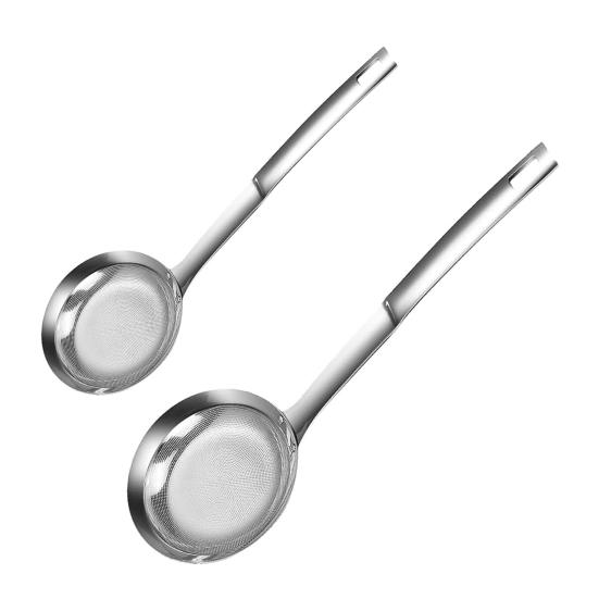 Stainless Steel Colander Strainer Spoon Fine Mesh Handle Oil Filter Food Strainer Kitchen Gadget for Soups Stews Fruits Vegetables