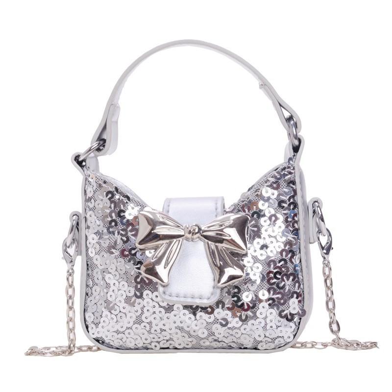 Bow Shoulder Glitter Bag Pu Material Chain Crossbody Bag For Girl Use Daily