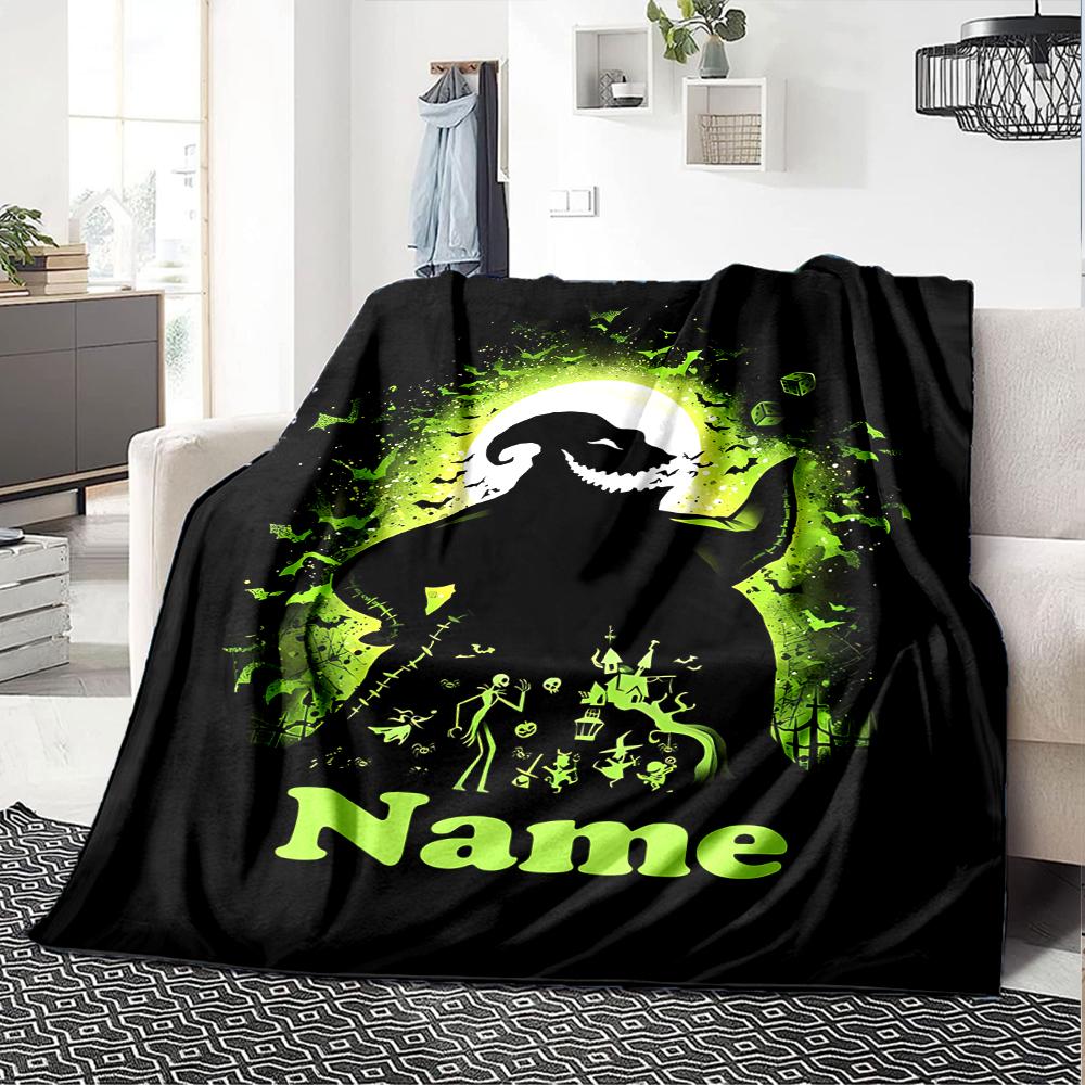 Custom Name The Nightmare Before Christmas Theme Printed Blanket - Perfect for Couch, Bed, Travel & Outdoor Use | Machine Washable, Cozy & Durable.
