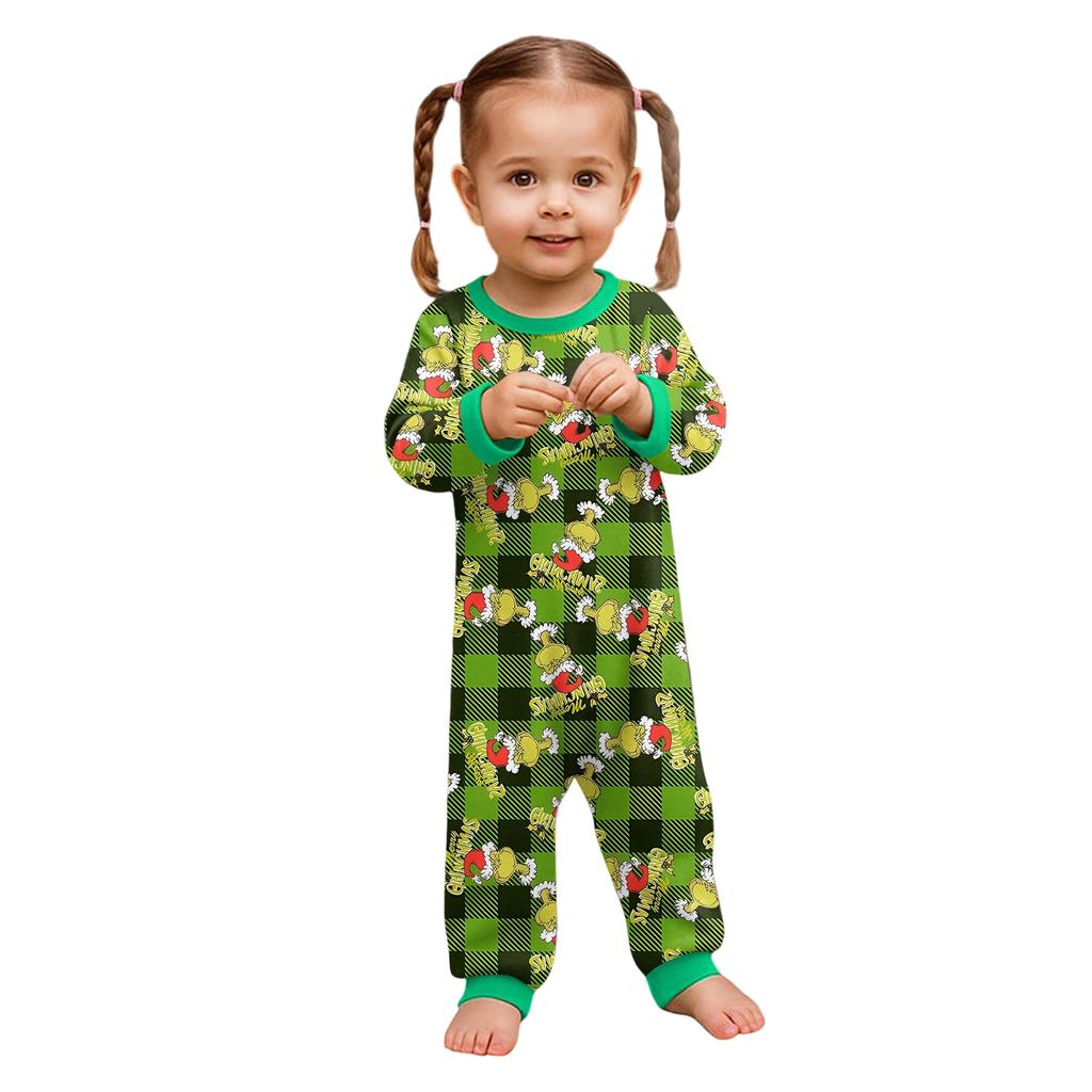 Print Cute Family Set Pajamas, Home Clothes, Family Set Long Sleeve Top Pants Set