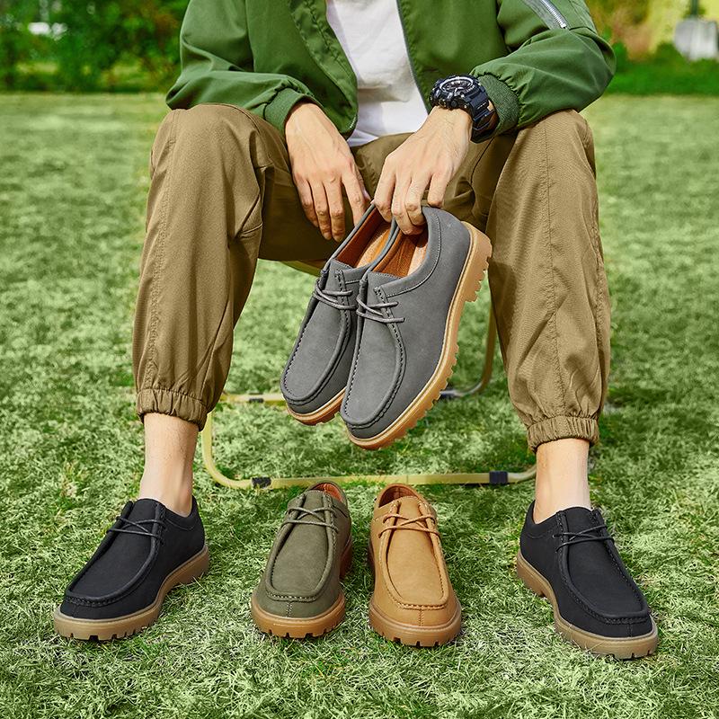 Men's Retro Lace-Up Leather Derby Shoes for Casual and Outdoor Activities