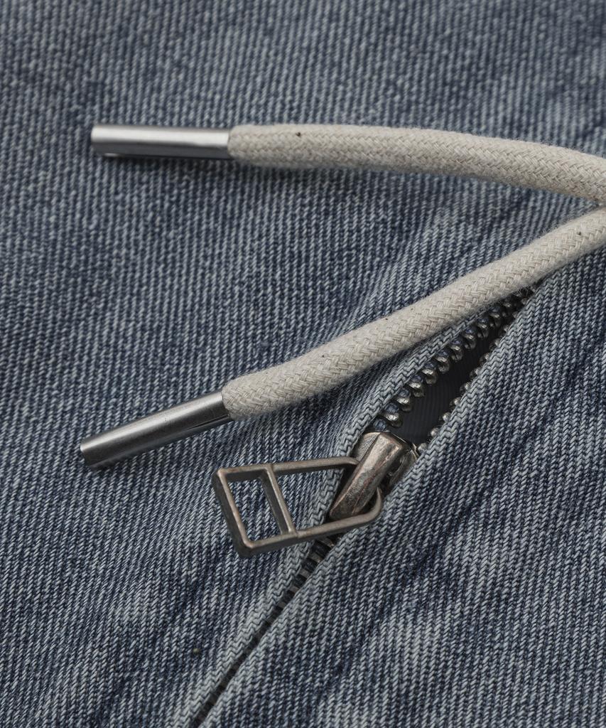 LETTERCOMO Washed Denim Zip-Up Hoodie Urban Blue