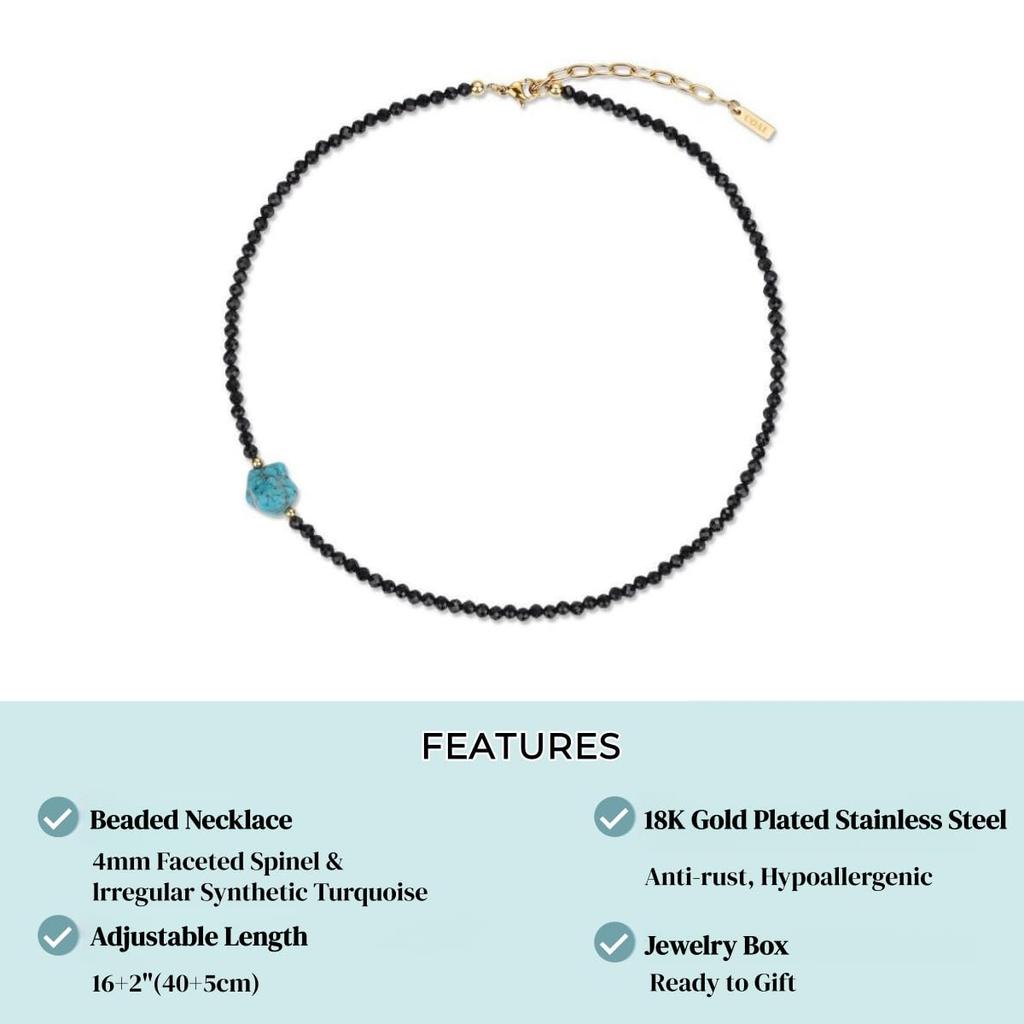 Cut Spinel Turquoise Power Stone Necklace for Women [KOAI]