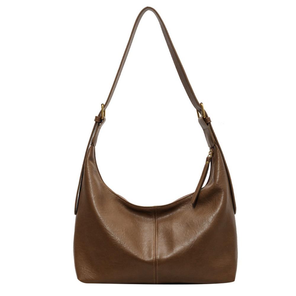 

Сумка-тоут большой вместимости, женская сумка в корейском стиле, сумка подмышку, повседневная ретро-сумка-тоут из полиуретана, для улицы темно-коричневого