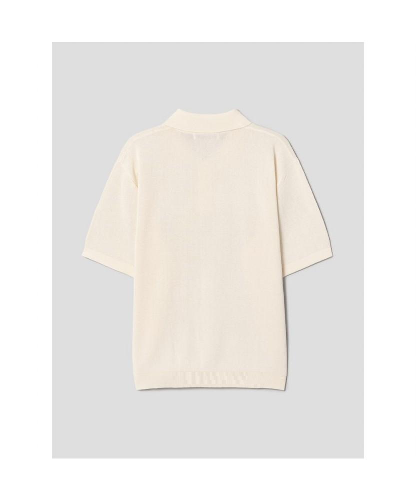 8seconds Half Milano Collar Neck Short Sleeve Knit Ivory