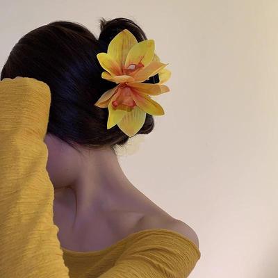 Flower Hair Claws For Women  Light Luxury Side Clips French Elegant Temperament Head Accessories