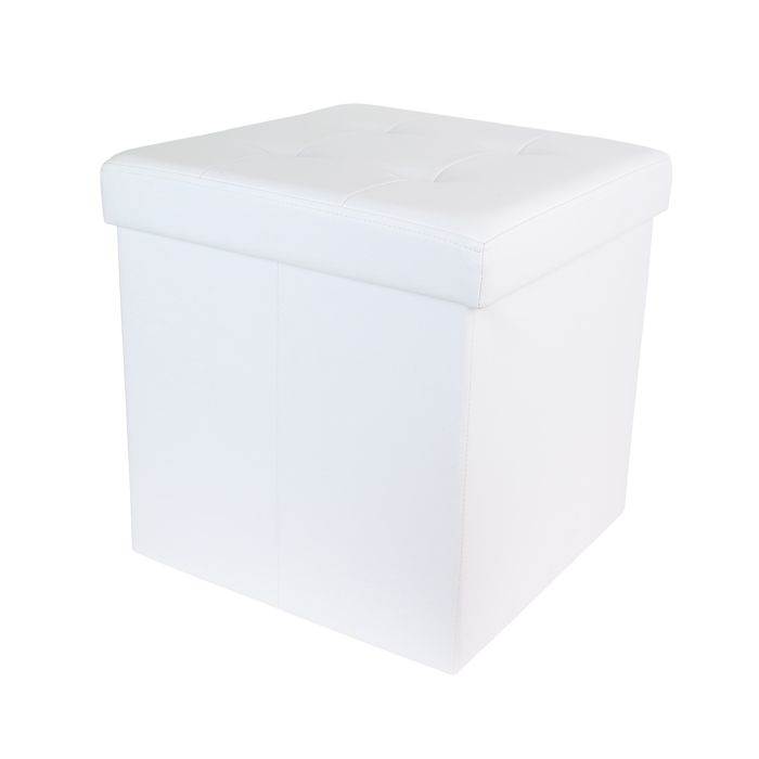 COFFRE POUF PLIABLE PU BLANC