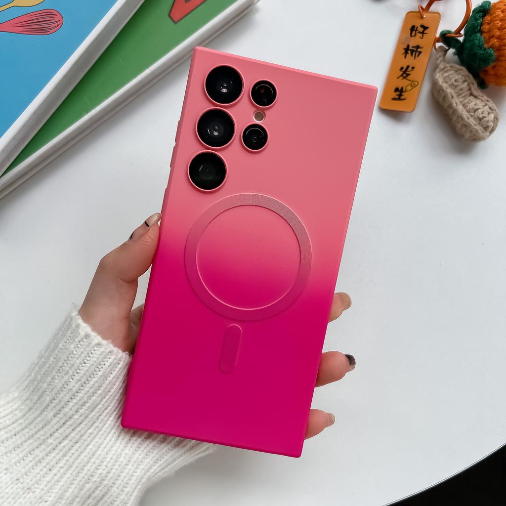 Samsung S24ultra Gradient Liquid Magnetic Suction Phone Case Suitable for S23 Skin Feeling Soft Shell S22 Full Cover Anti Fall