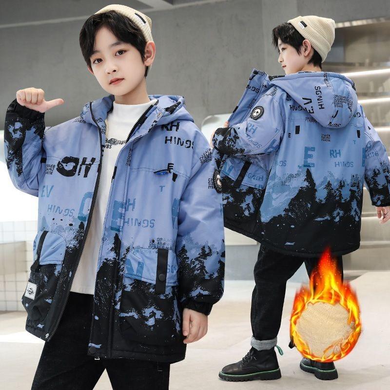 Boys' Fleece-Lined Parka: Thick, Casual Fall/Winter Jacket for Kids