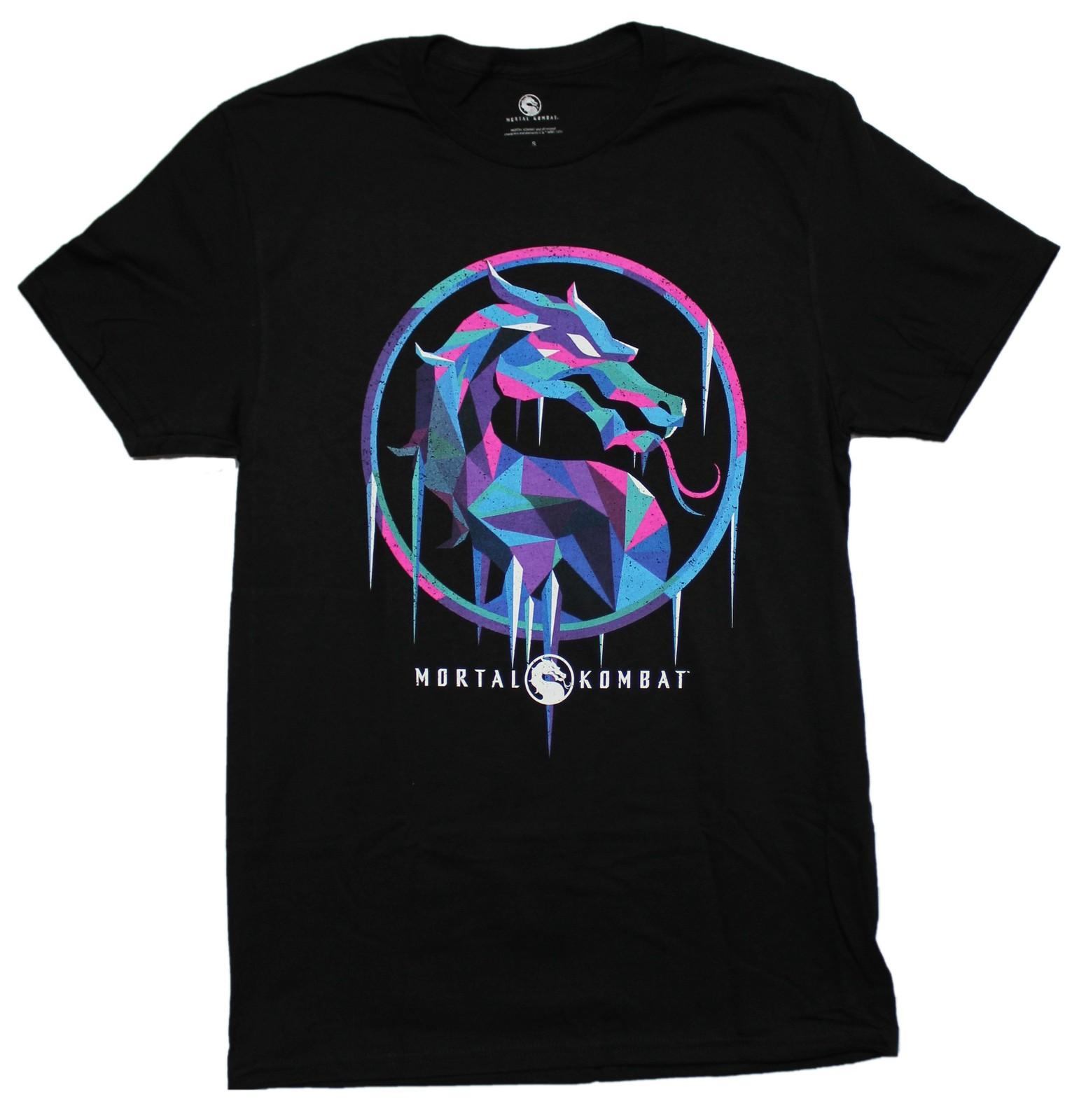 Mortal Kombat New Adult T-Shirt - Stainglass Style Logo Image S