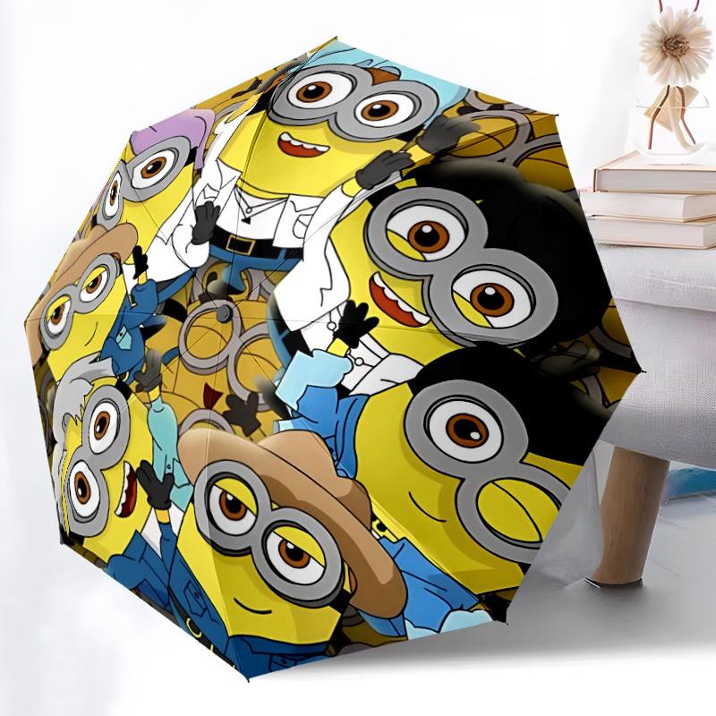 1pc Minions Automatic Folding Umbrella - Compact 8-Rib Design, Durable Plastic & Iron, Perfect Gift for Friends & Family, Outdoor Umbrella, Fashionabl