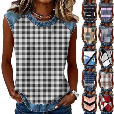 Top tricou casual de damă cu gât rotund, imprimat