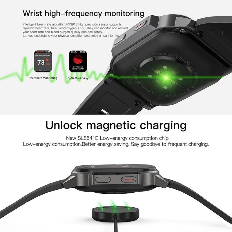 Rainbuvvy DM62 4G Smart Watch 2,13 Zoll AMOLED HD-Bildschirm Android 8.1 2 GB RAM 16G ROM Unterstützt SIM Wifi Kamera Sportuhr