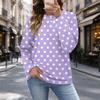 Women's Casual Polka Dot Christmas Print Top for Fall and Winter, Versatile Blouse