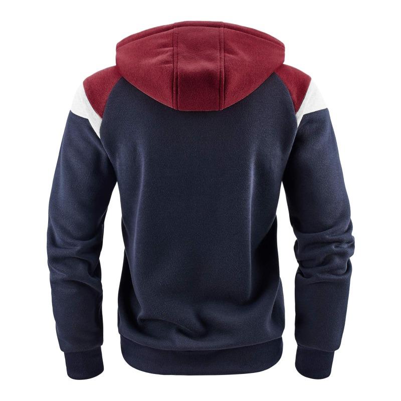 Herren S Color Block Kapuzenpullover mit Reißverschluss Lässiger Langarm