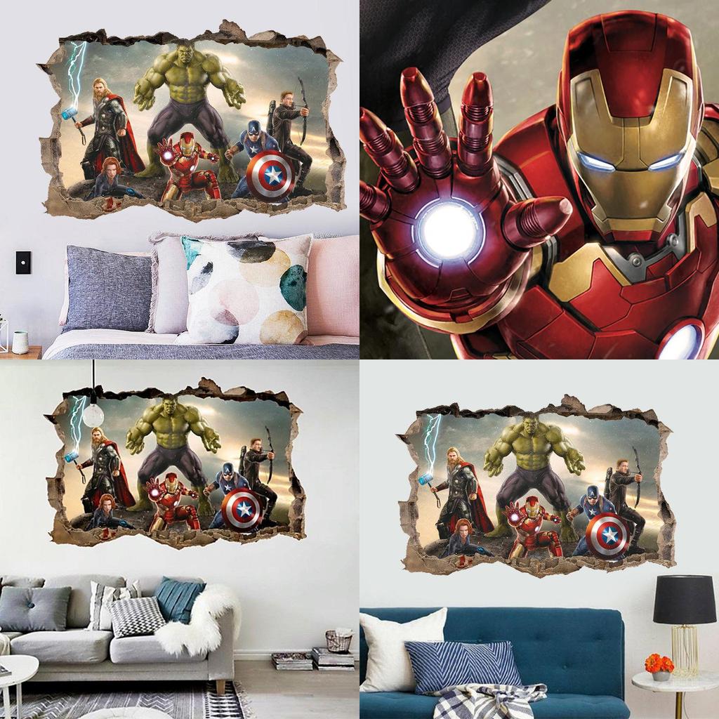 Stunning Cartoon Avengers 3d Wall Decals Pvc Graffiti Sticker For Children's Rooms
