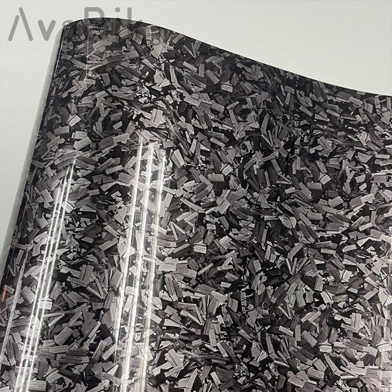 50cm X152cm PET High Glossy Quality Black Silver Forged Carbon Fiber Vinyl Car Wrap Film Self Adhesive Stickers with Air Release