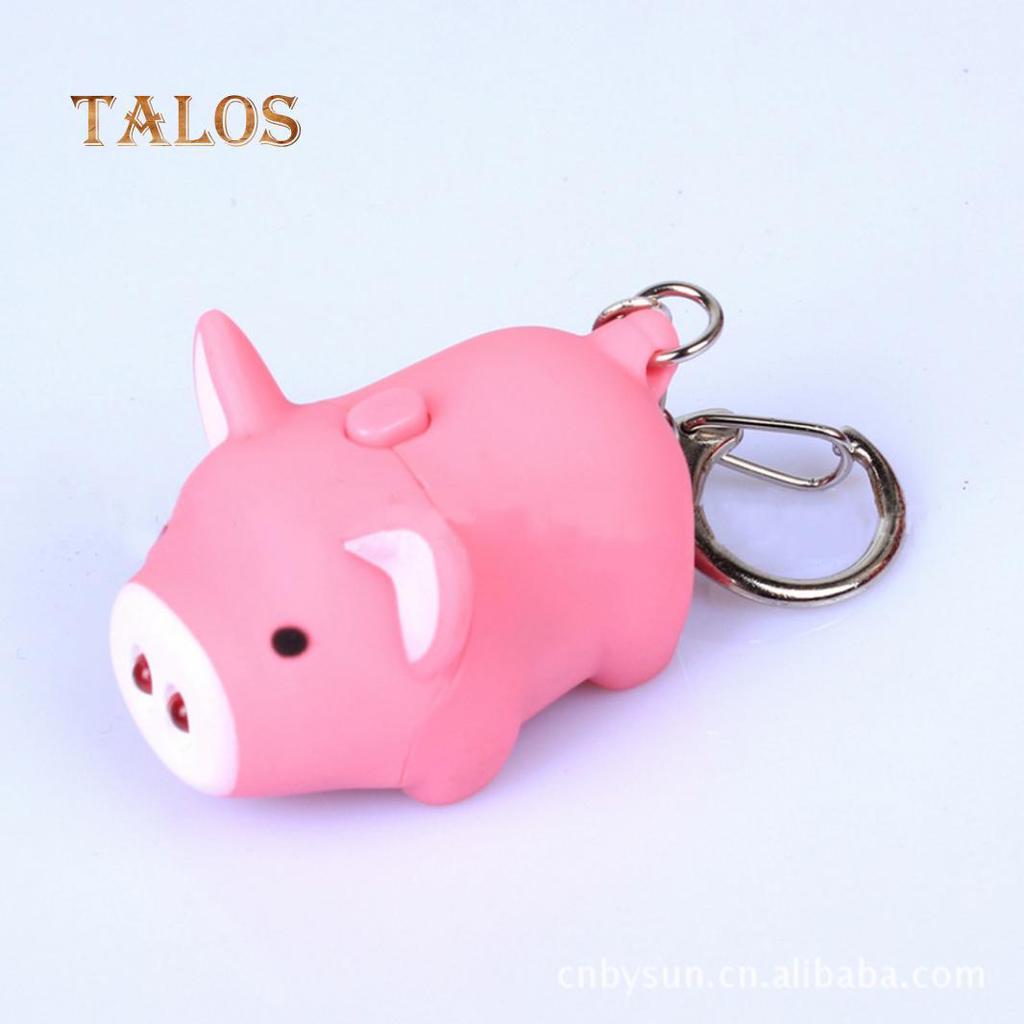 Cute Pig Style LED Light Sound Key Chain Keyring Car Bag Pendant Decoration Gift Suspension Trinket