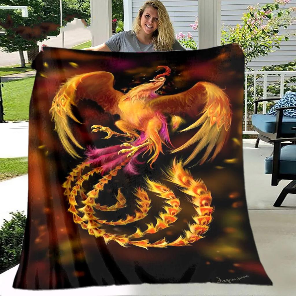 Inferno Phoenix Series digitalprinted polyester Bedroom velvet flannel cover blanket Fleece soft sofa cover blankets for beds