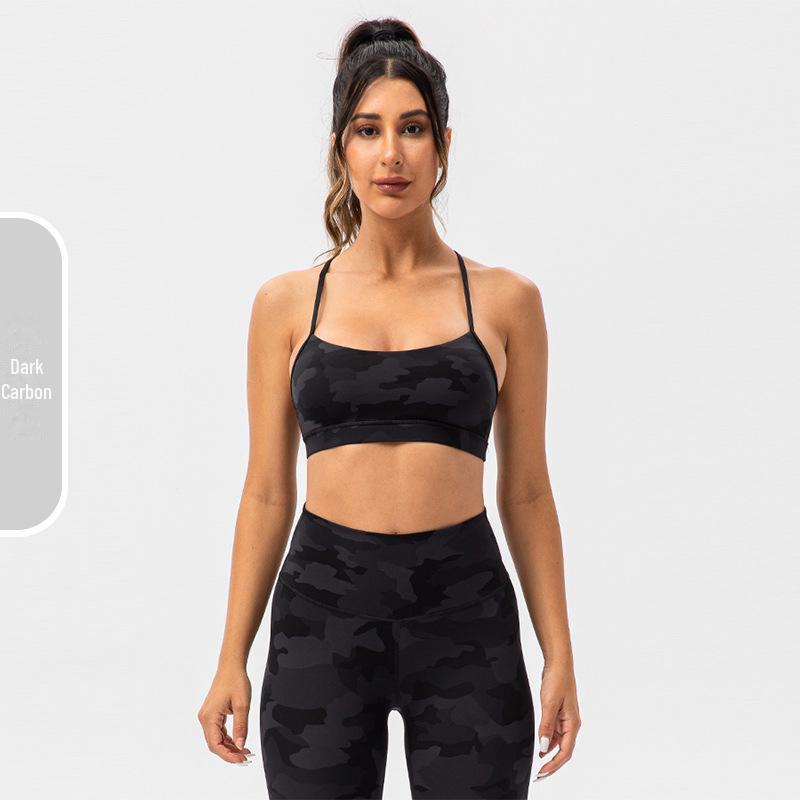 Women's Shockproof Camouflage Sports Bra - Antibacterial, Stylish Back Design for Summer Fitness & Yoga