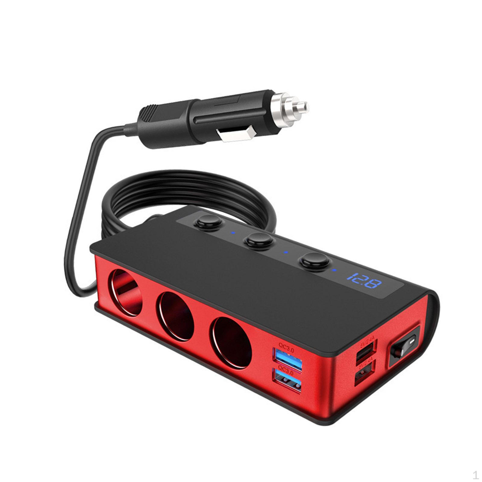 

Автомобильное зарядное устройство 180 Вт, разветвитель прикуривателя для автомобиля 12 В 24 В Black and Red