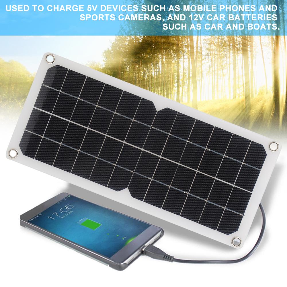 10W18V Car Flexible Solar Panel Charging 12V Battery Dual USB 5V Phone Charge Outer Hanging Backpack Charge