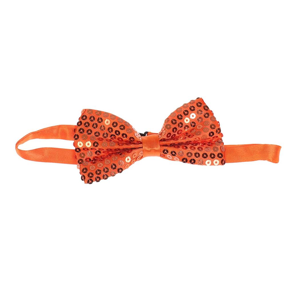 [NiceYnn] Sparkling Bow Tie Neckwear Tie Easy Adjustable Sequin Men's Kids Wedding Graduation Sports Day Athletic Festival Play 1pc Sequin Orange
