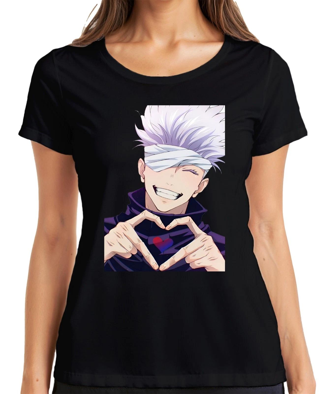 Jujutsu Kaisen Gojo Satoru Augenbinde Anime Ästhetik Herz Geschenk Damen T-Shirt L