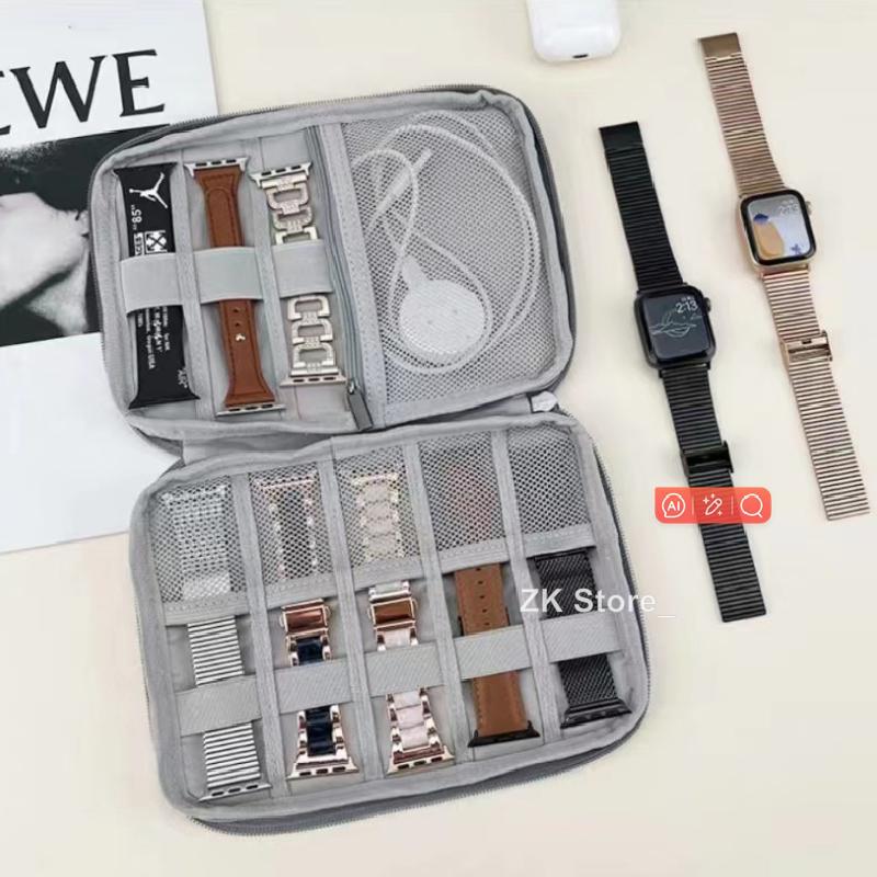 Watchband Box for Apple Watch Strap Case Data Cable Travel Smart Watch Wriststrap Storage Bag Box Watches Organizer Accessories