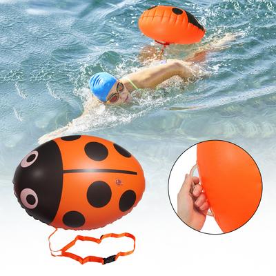 PVC Swimming Buoy Bag Inflatable Ladybug Float Bag Floating Double AirBag with Waist Belt High Visibility Water Sport Safety Bag