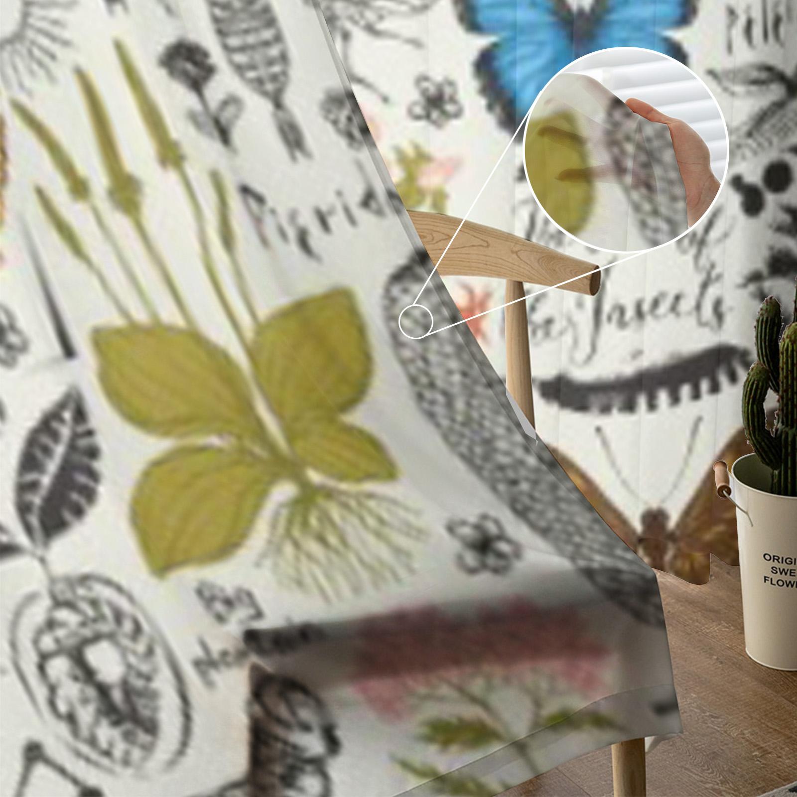 Абстрактные Насекомые Лекарственные Травы Ретро Прозрачные Шторы для Гостиной Тюль Окна — фото 5