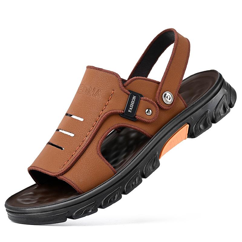 

Outdoor fashion open-toed cool slippers breathable foot cover casual beach shoes men s flat-bottomed driving shoes 2025 44