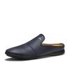 Mules Half Shoes For Men Leather Backless Casual Shoes 2026 Summer Designer Loafers Slippers Fashion Open-back Slides Sandals