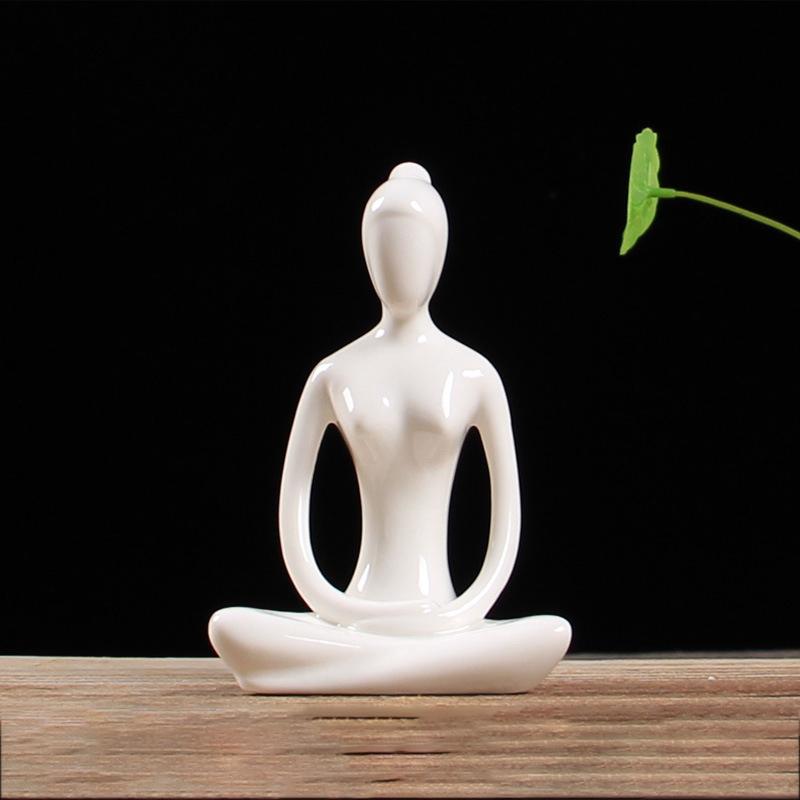 12 Styles Abstract Figure Art Ceramic Yoga Poses Figurine Porcelain Lady Statue Home Yoga Study Studio Decor Ornament  Sculpture