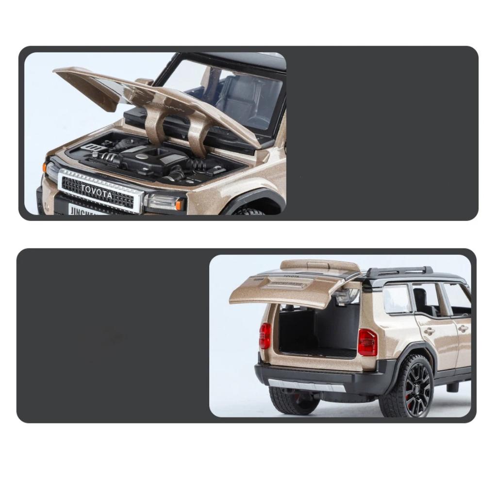 1/32 Toyota 2024 PRADO Land Cruiser Alloy Car Model Diecast Metal Off-road Vehicles Car Model Sound and Light Childrens Toy Gift