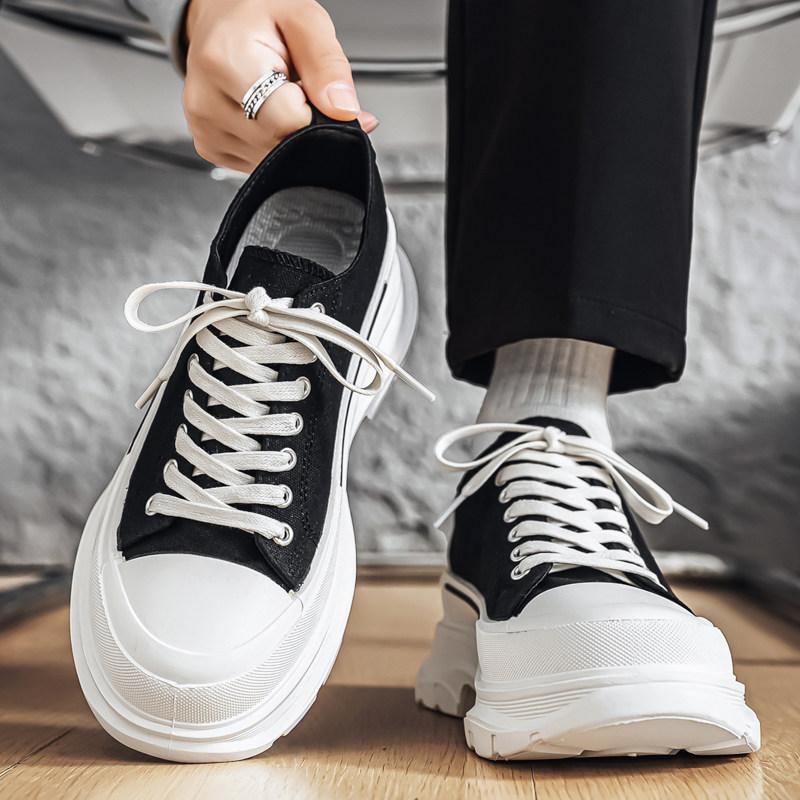 Shoes new spring canvas board shoes casual shoes low-top thick-soled muffin dad shoes increase in height