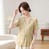 2026 Summer Chiffon Blouse for Middle-Aged & Elderly Women - Stylish Short-Sleeve Top