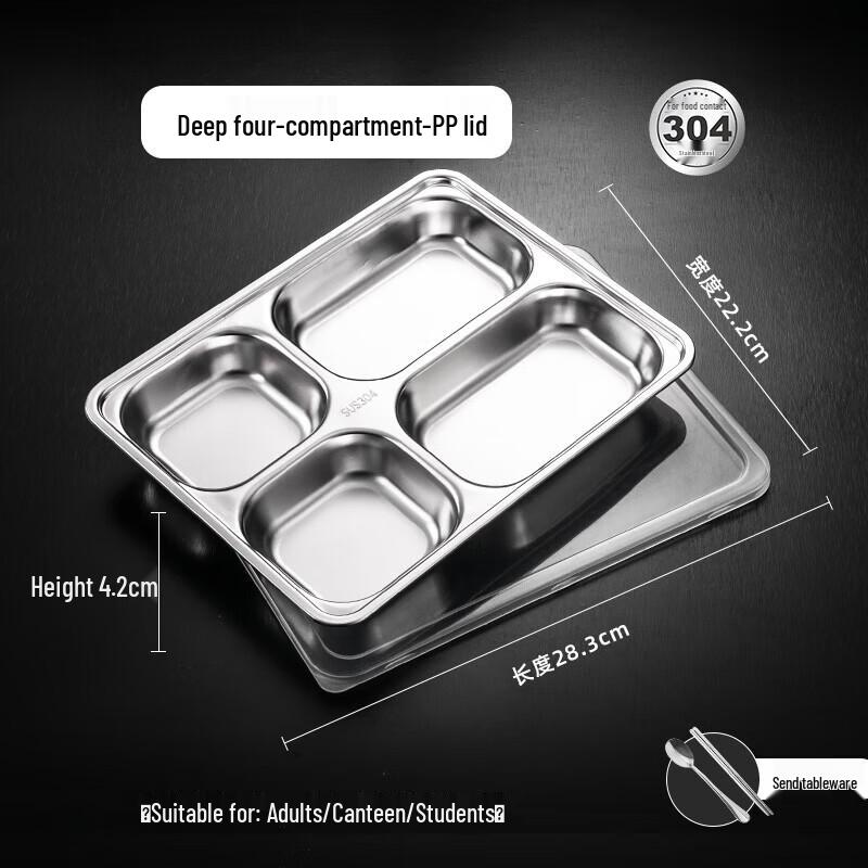 

Thickened 304 Stainless Steel 5-Compartment Meal Tray