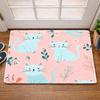 Retro Mid Century Black Cat Doormat Green Stripe Bow Vintage Cartoon Cat Indoor Entrance Rug