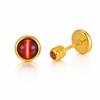 Birthstone Stud Earring for Women,18k Gold Plated Stainless Steel Cat Eye Stone Flat Back, Dainty Everyday Jewelry