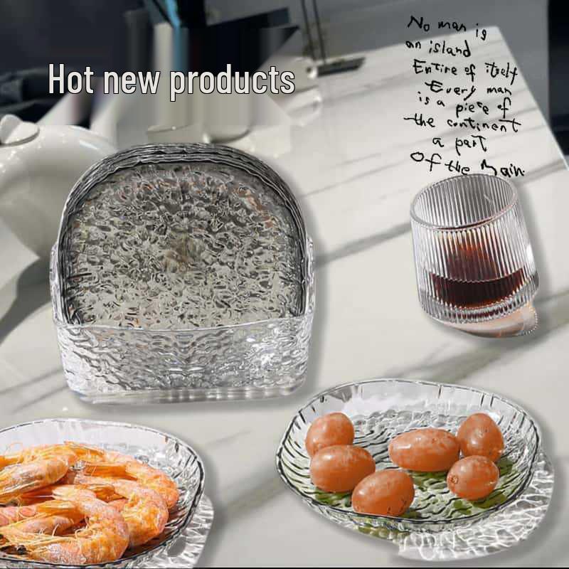 Water Ripple Plastic Dining Table Plate for Bones, Snacks, and Fruit