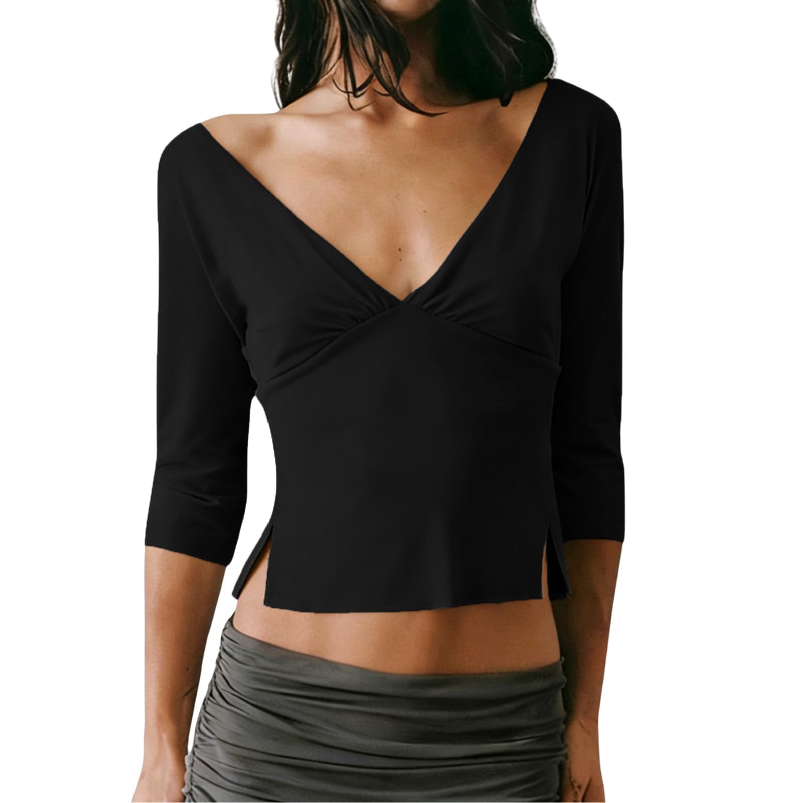 Women s Short Sleeve Color Casual Blouse for Everyday Wear M