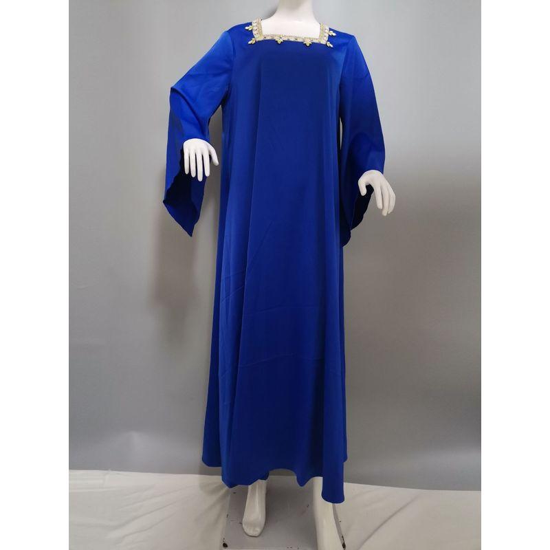 Four Square Collar Gold Silk Diamond Middle East Indonesia Saudi Arabia Turkey Dubai Robe Dress Dresses