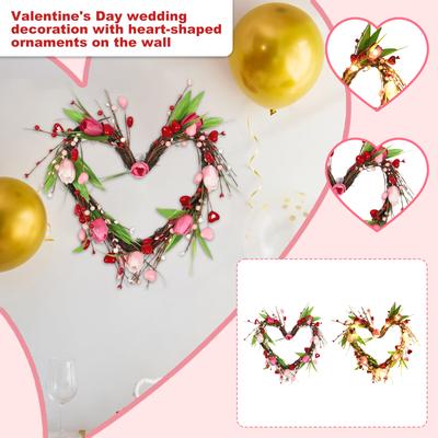 Valentine's Day Heart,Shaped Decorative Wall Hanging Artificial  Heart,Shaped Flower Arrangement Home Floral Wreath Wedding Decorations
