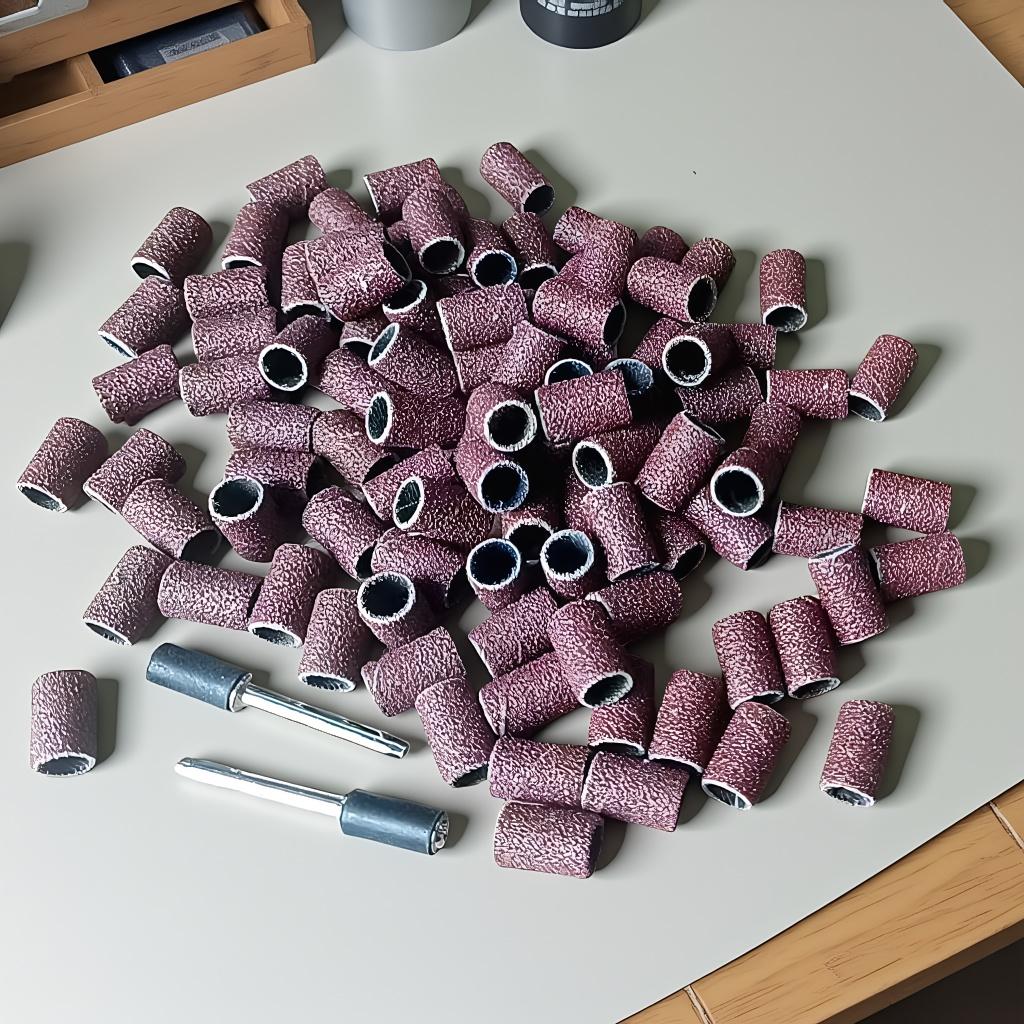 102pc Sanding Drum Kit: 100 Sanding Bands with 6.35mm Mandrels for Dremel Rotary Tools